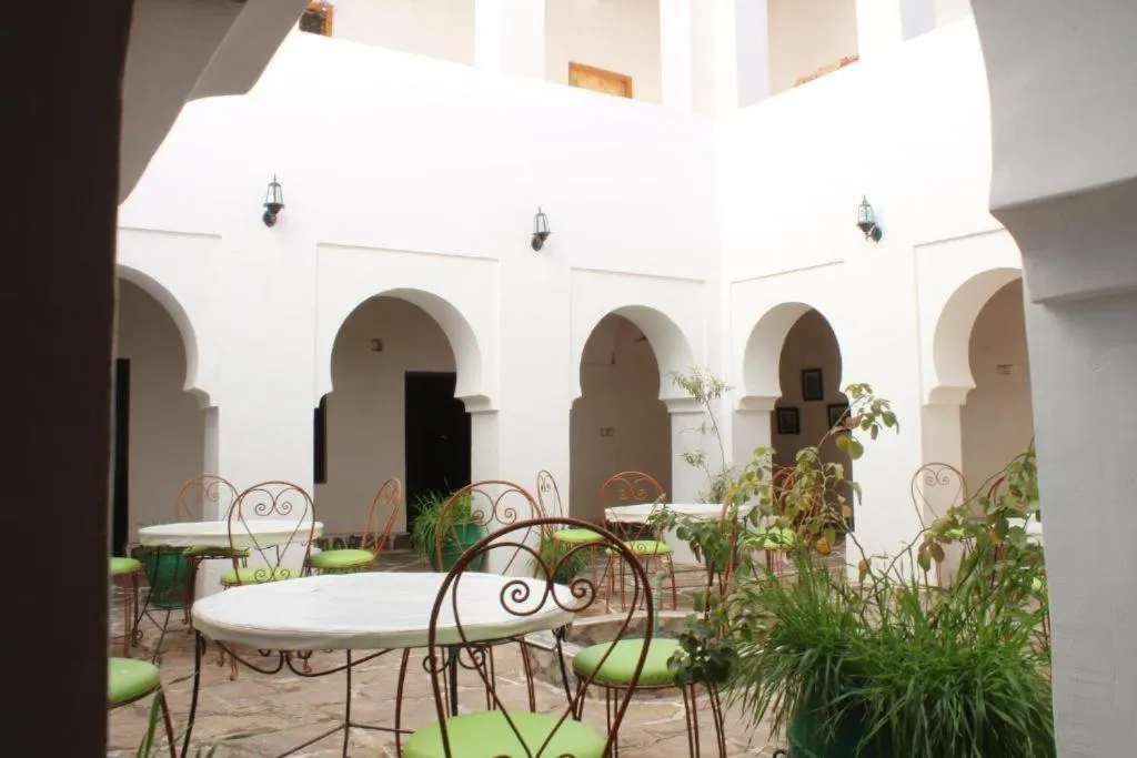Traditional Moroccan lobby at Riad Lghiam in Rissani